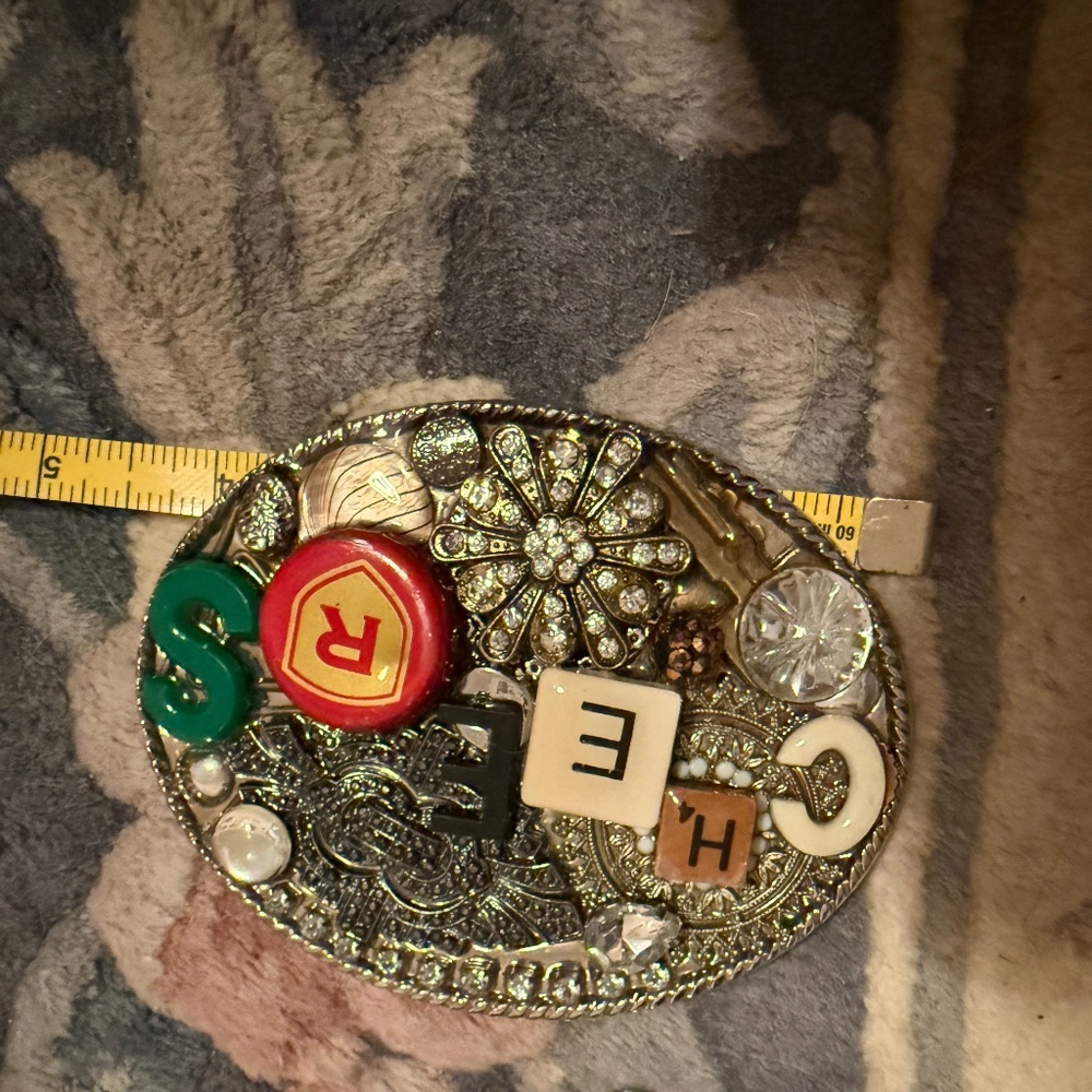 Cheers belt buckle 4 x 5 inch belt buckle fits onto 1 1/2 belt you supply
